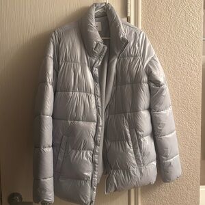 Old Navy Puffer Jacket Silver Large Tall